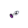 Металева анальна пробка, Silver Amethyst, для початківців, розмір XXS