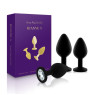Набір силіконових анальних пробок із кристалом Rianne S: Booty Plug Set Black, діаметр 2,7см, 3,5см,