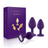 Набір силіконових анальних пробок із кристалом Rianne S: Booty Plug Set Purple, діаметр 2,7см, 3,5см