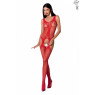 Бодістокінг з імітацією панчіх і ажурною вставкою Passion BS072 red