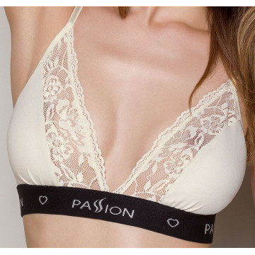 Еластичний топ з мереживом Passion PS001 TOP S, ecru