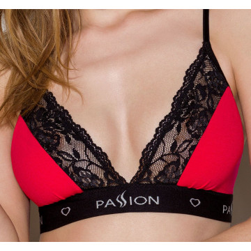 Еластичний топ з мереживом Passion PS001 TOP L, red-black