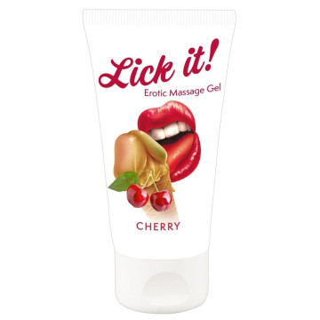 Веганський масажний гель на водній основі з ароматом і смаком вишні-Lick-it Cherry, 50 мл