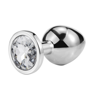 Металевий анальний пробка, Silver Diamond, розмір L