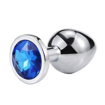 Металевий анальний пробка, Silver Sapphire, розмір L