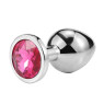 Металевий анальний пробка, Silver Pink Topaz, розмір L