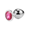 Металевий анальний пробка, Silver Pink Topaz, розмір M