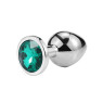 Металевий анальний пробка Silver Emerald, розмір M
