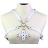 Портупея зі штучної шкіри з фіксатором Women's PU Leather Chest Harness Caged bra WHITE