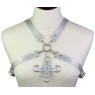 Портупея зі штучної шкіри з фіксатором Women's PU Leather Chest Harness Caged Bra GREY