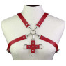 Портупея зі штучної шкіри з фіксатором Women's PU Leather Chest Harness caged bra RED