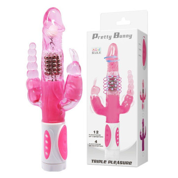 Вібромасажер ротатор з анальним і кліторальним стимулятором PRETTY BUNNY