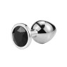 Металевий анальний пробка, Silver Black Diamond, розмір M