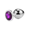 Металева анальна пробка, Silver Amethyst, розмір M