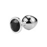 Металева анальна пробка, Silver Black Diamond, розмір S