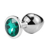 Металевий анальний пробка Silver Emerald, розмір L