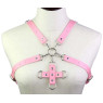 Портупея зі штучної шкіри з фіксатором Women's PU Leather Chest Harness Caged Bra PINK