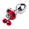 Анальна пробка з кристалом та дзвіночком Silver Heart RED, розмір M