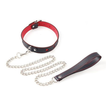 Нашийник з повідцем COLLAR HEART Black and Red