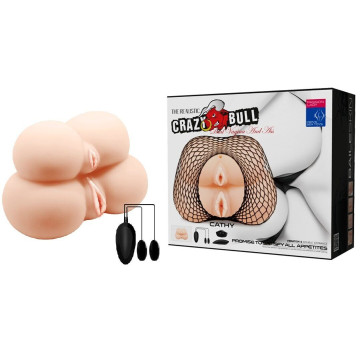 Мега мастурбатор з подвійною вібрацією Crazy Bull-Dual Vagina And Ass Vibrating