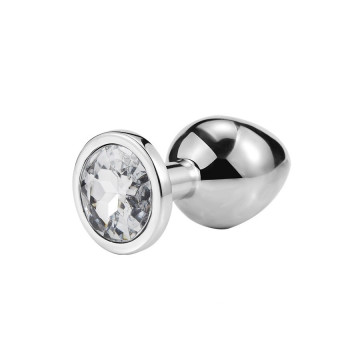 Металева анальна пробка, Silver Diamond, розмір S
