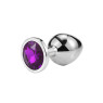 Металева анальна пробка, Silver Amethyst, розмір S