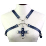 Портупея зі штучної шкіри з фіксатором Women's PU Leather Chest Harness Caged bra BLUE