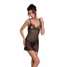 Сорочка з вирізами на грудях, стрінги Passion LOVELIA CHEMISE S/M, black