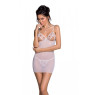Сорочка з вирізами на грудях, стрінги Passion LOVELIA CHEMISE S/M, white
