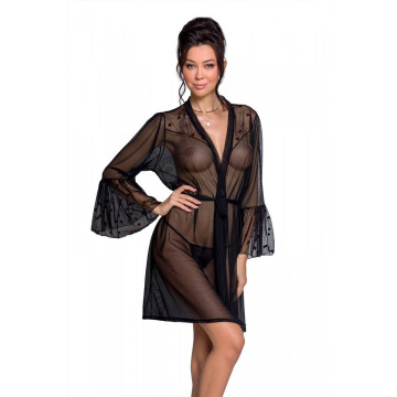 Повітряний пеньюар Passion LOVELIA PEIGNOIR L/XL, black