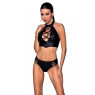 Комплект з еко-шкіри Passion NANACY BIKINI S/M, black, бра та трусики з імітацією шнурівки