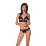Комплект із бралету з ажурним ліфом та відкритими трусиками Passion CHRISTA SET Open Bra L/XL black