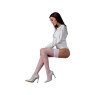 Панчохи Passion ST119 5 white на ажурній силіконовій резинці з квітковим декором і люрексовою ниткою