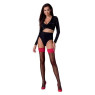 Панчохи Passion ST120 3/4 black-red, на ажурній силіконовій резинці, вишуканий декор та люрекс
