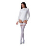 Панчохи Passion ST121 3/4 white на ажурній силіконовій резинці з квітковим орнаментом і вертикальним