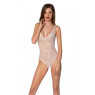 Боді з ажурним декором та відкритим кроком Passion URSULA BODY S/M, white