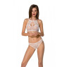 Комплект із бра, трусиків з ажурним декором та відкритим кроком Passion URSULA SET S/M, white