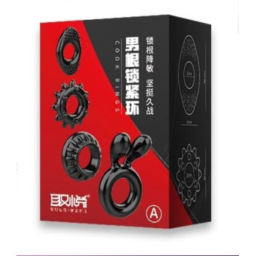 Набір з 4 ерекційних кілець STAY HARD Cock Ring Set Black