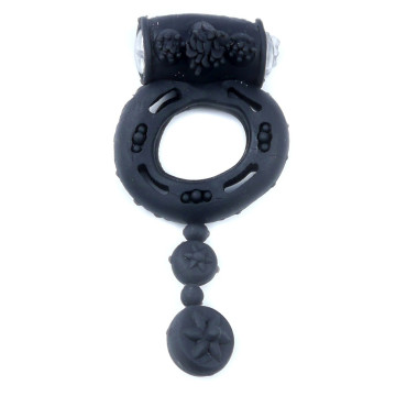 Ерекційне вібро кільце BOSS Vibrating Cock Ring with balls Black