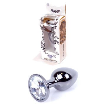 Анальний затор Boss Series - Jewellery Dark Silver PLUG Clear S