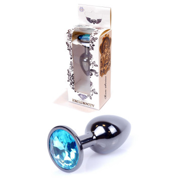 Анальний затор Boss Series - Jewellery Dark Silver PLUG Light Blue S