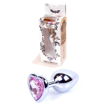 Анальний затор Boss Series - Jewellery Silver Heart PLUG Rose S
