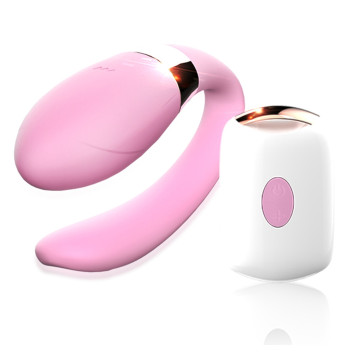 Вібромасажер для пар з пультом дистанційного керування - Boss Series V-Vibe Pink USB 7 Function