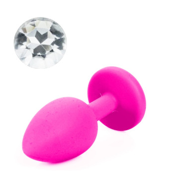 Силіконова анальна пробка з кристалом Silicon Pink 01, розмір S