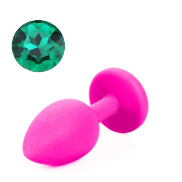Силіконова анальна пробка з кристалом Silicon Pink 02, розмір S