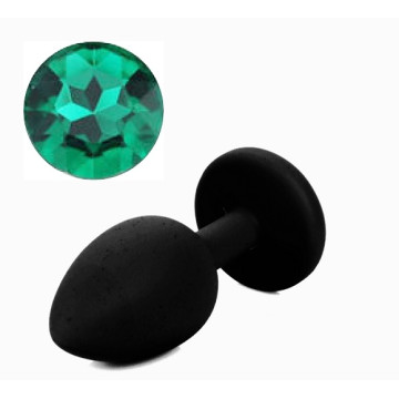 Силіконова анальна пробка з кристалом Silicon Black 06, розмір S