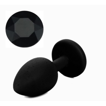 Силіконова анальна пробка з кристалом Silicon Black 07, розмір S