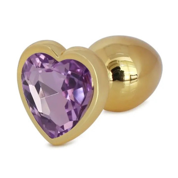 Анальна пробка з кристалом GOLD HEART, розмір S