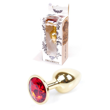 Анальний затор Boss Series - Jewellery Gold PLUG Red S