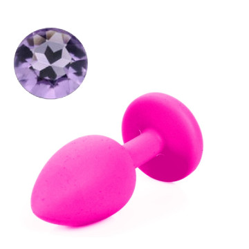 Силіконова анальна пробка з кристалом Silicon Pink 04, розмір S